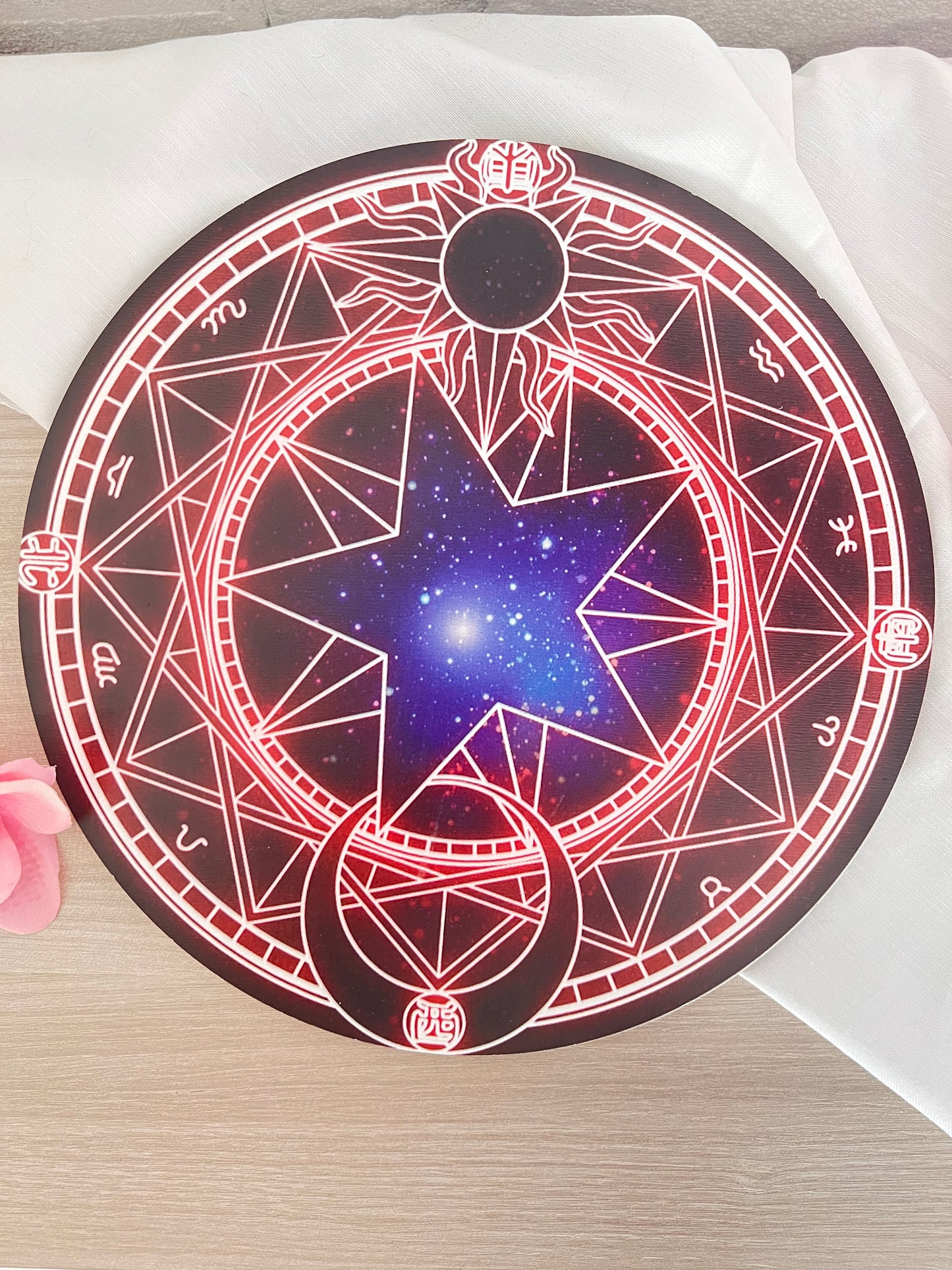 Ruota in Legno Nero con Segni Zodiacali