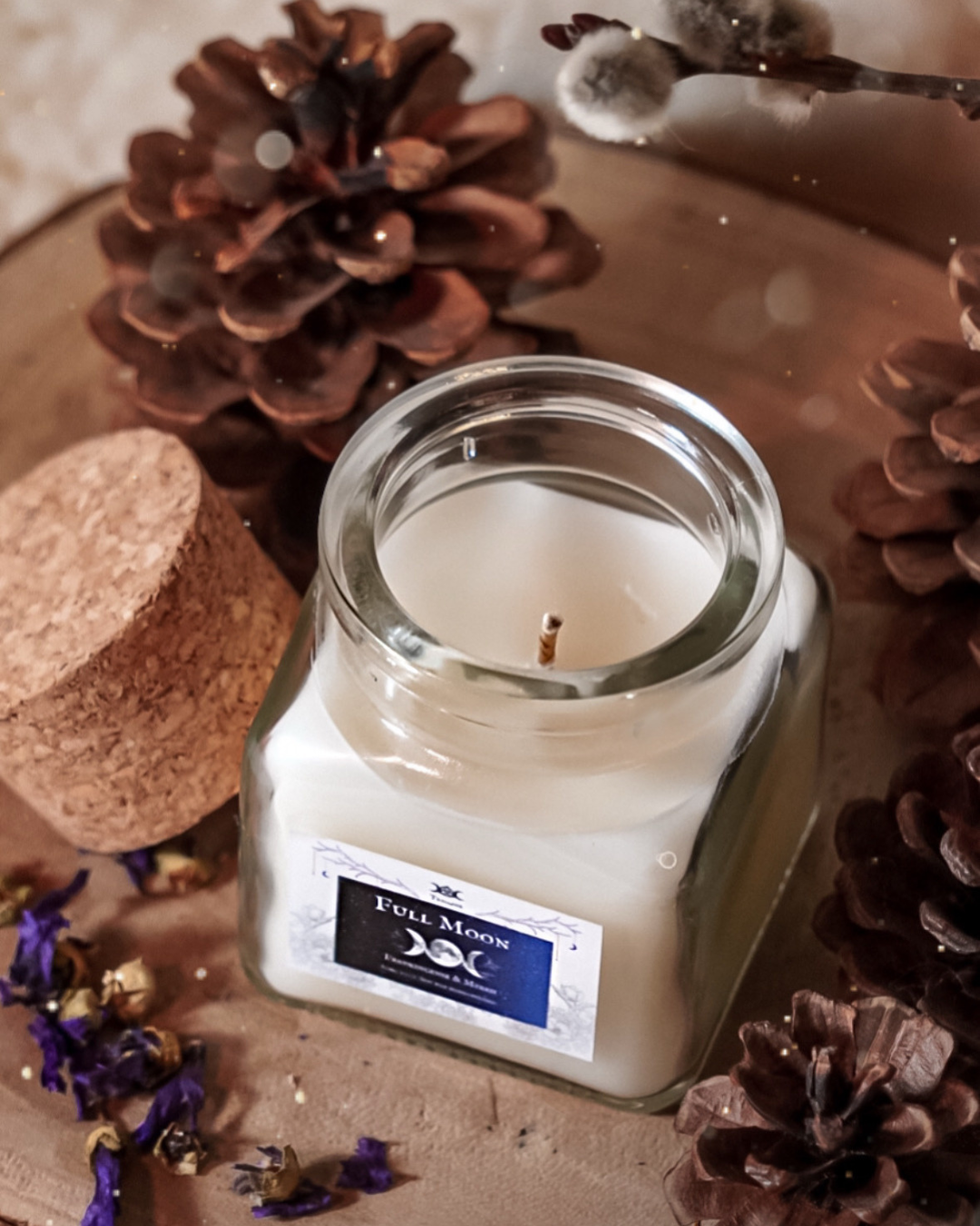 Candela Rituale "Full Moon" / Grani d'Incenso e Mirra