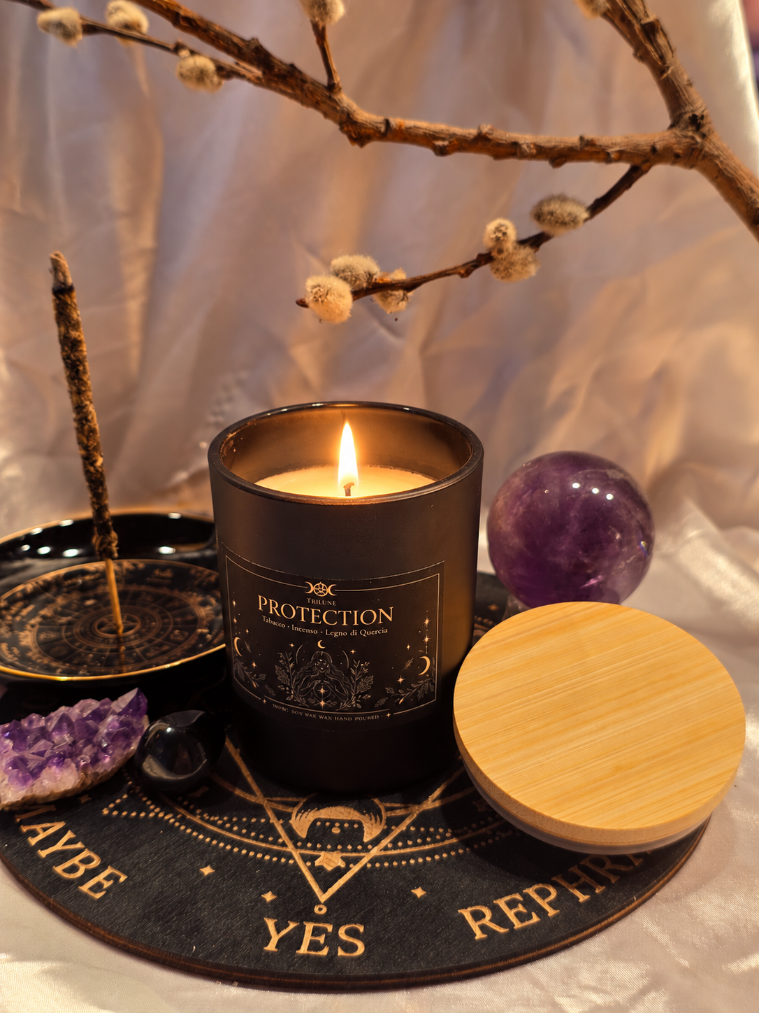 Protection – Candela Rituale di Protezione Energetica | Tabacco, Incenso e Quercia