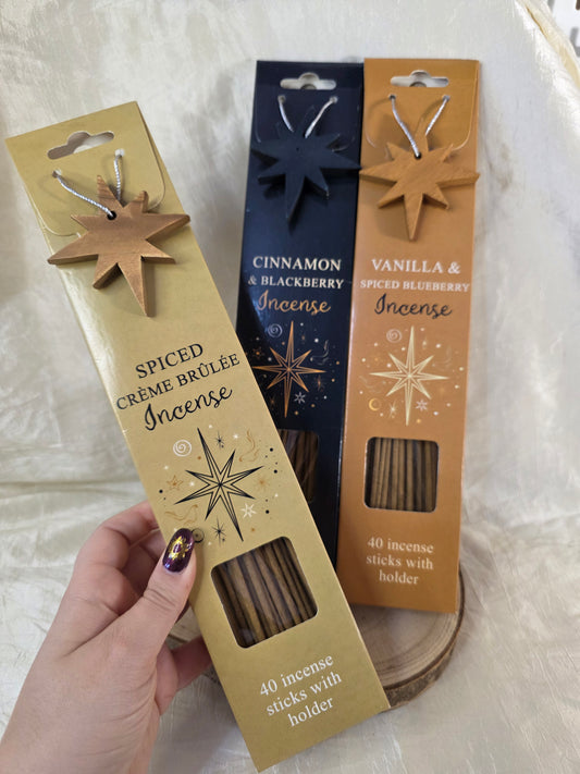 Incensi "Starry Night" con stellina porta incenso in legno
