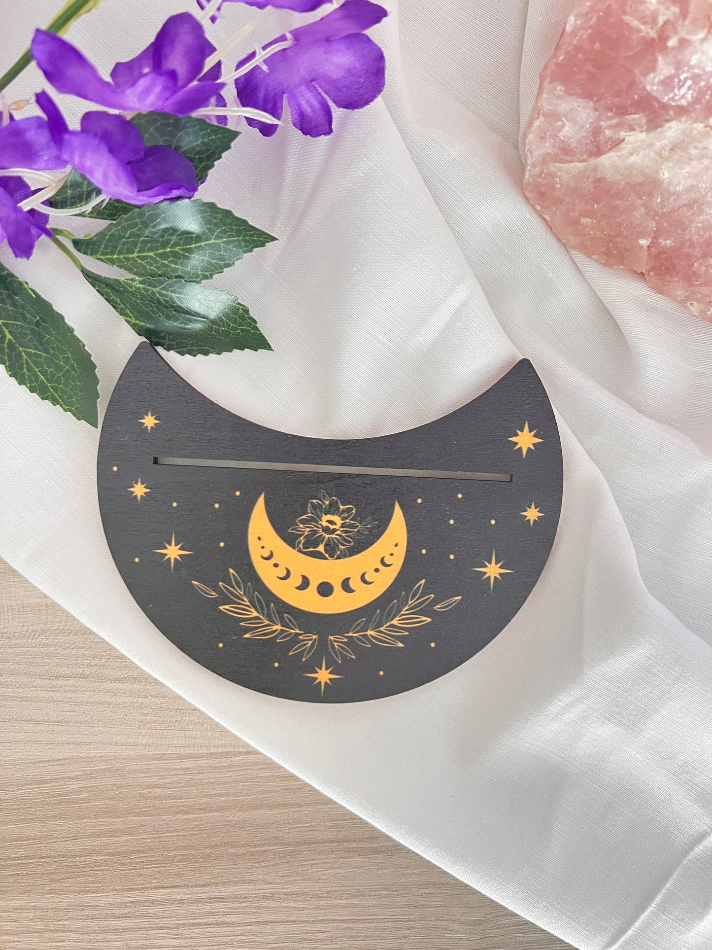 Porta Oracolo in Legno Nero a Forma di Mezza Luna