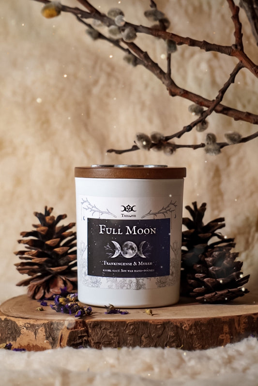 Candela Rituale "Full Moon" / Grani d'Incenso e Mirra