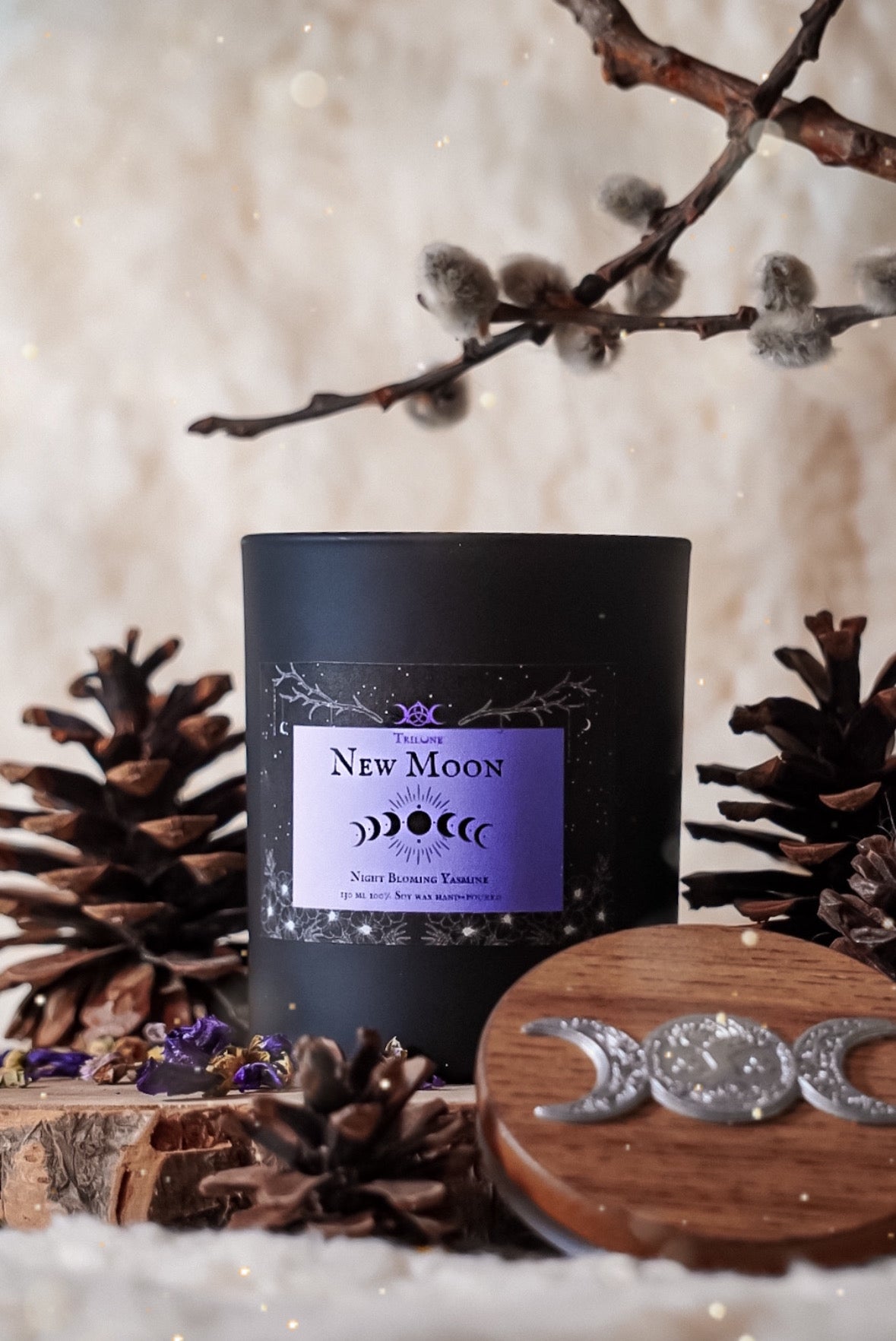 Candela Rituale "New Moon" al Gelsomino, Ylang Ylang e fiori di arancio.