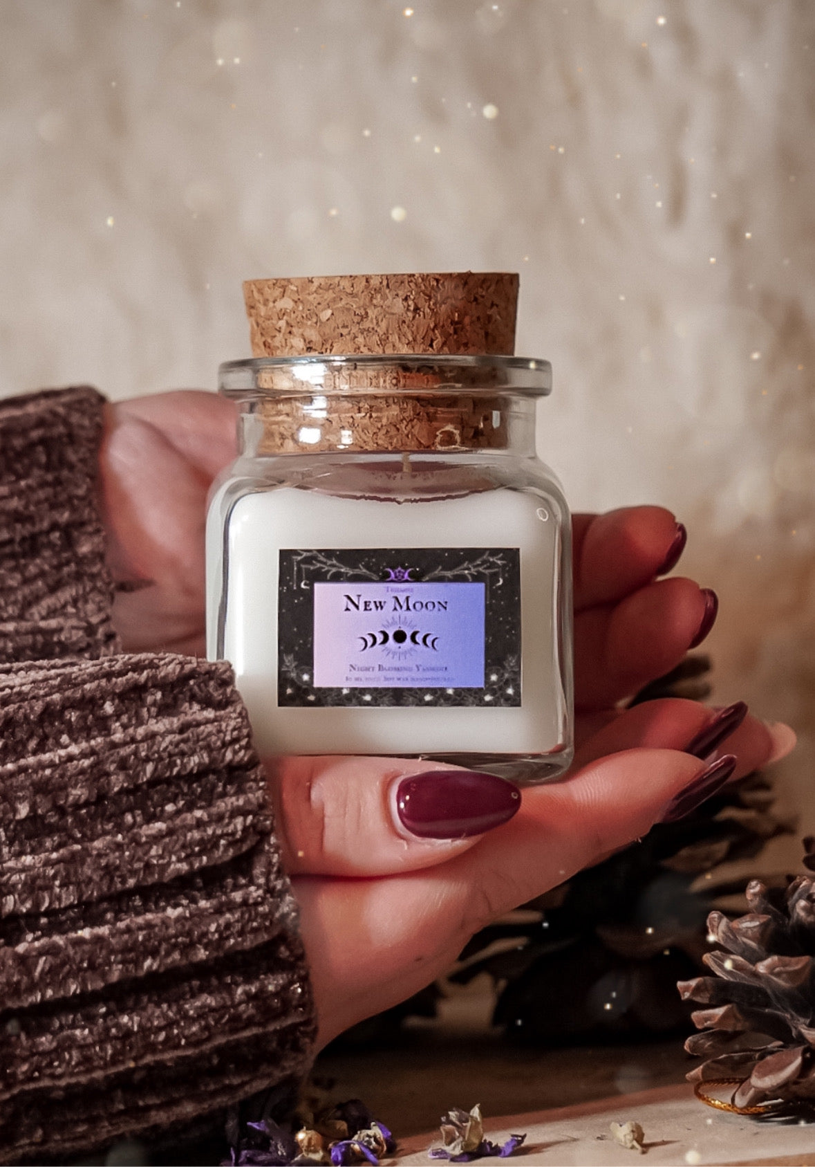 Candela Rituale "New Moon" al Gelsomino, Ylang Ylang e fiori di arancio.