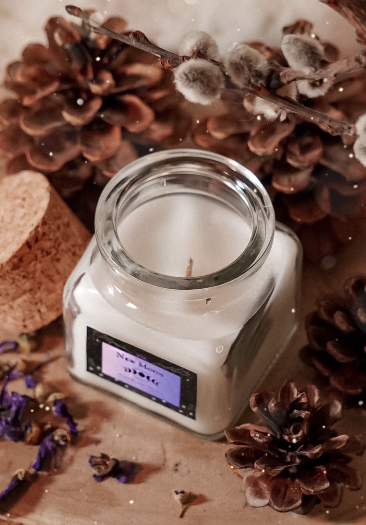 Candela Rituale "New Moon" al Gelsomino, Ylang Ylang e fiori di arancio.