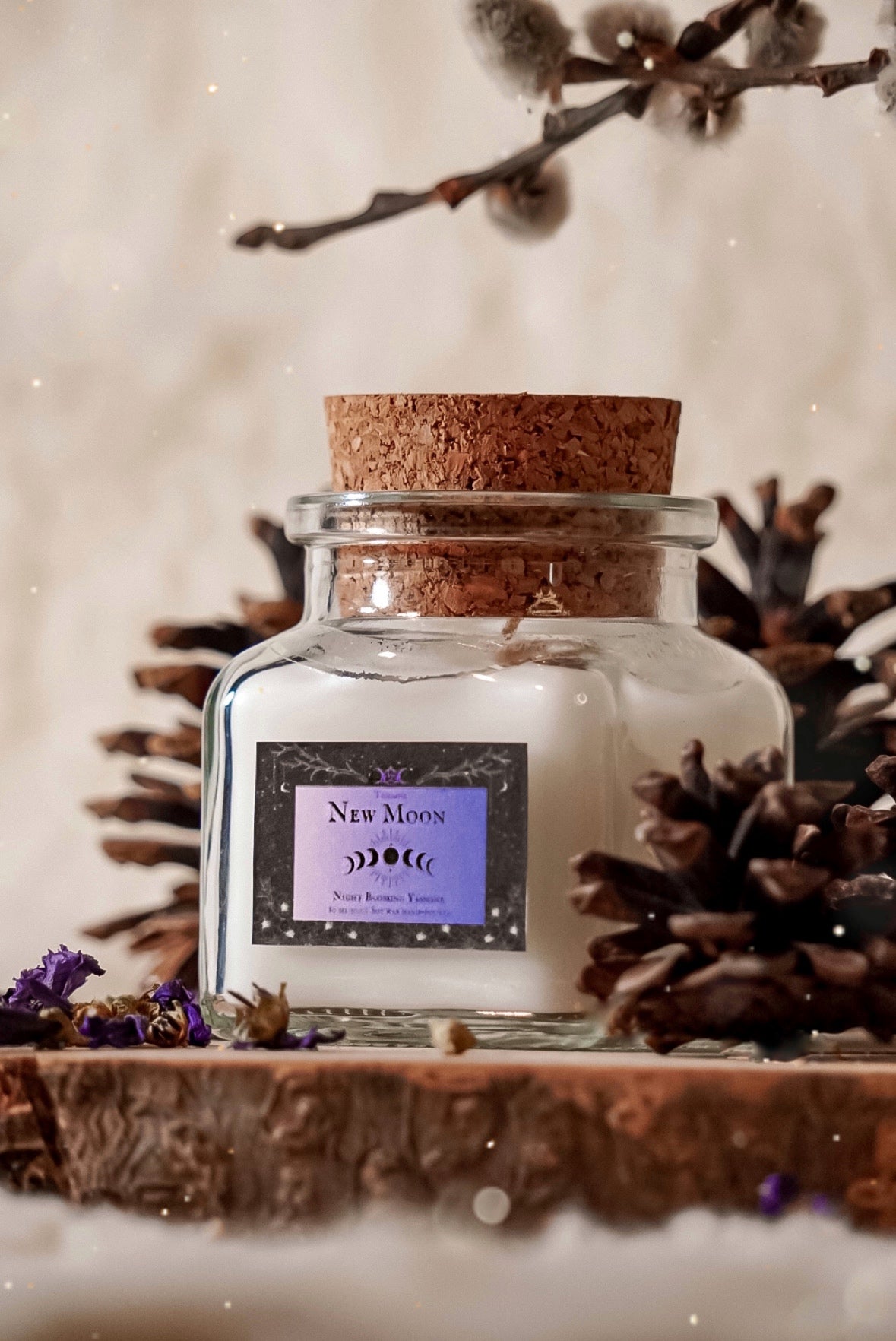 Candela Rituale "New Moon" al Gelsomino, Ylang Ylang e fiori di arancio.