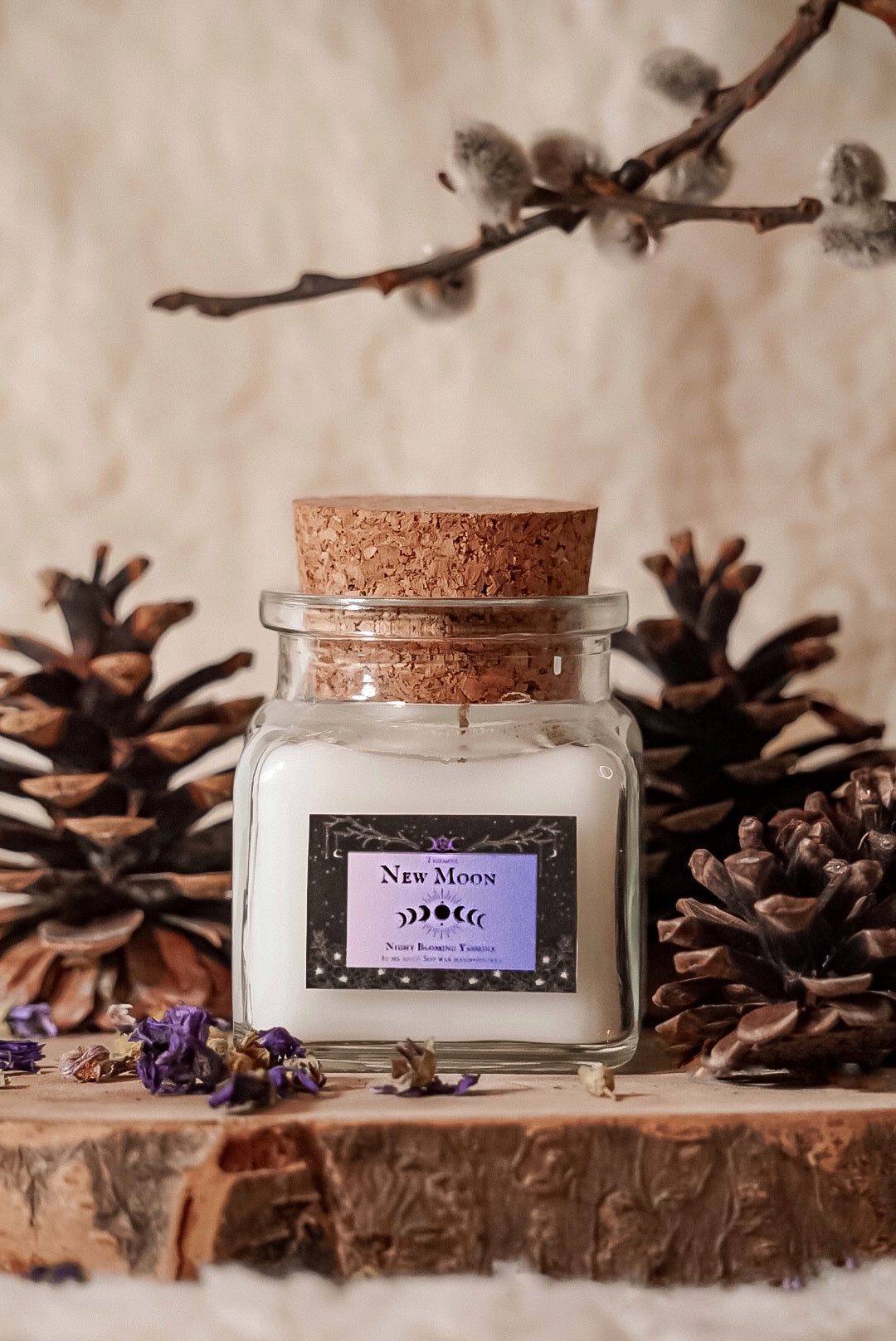 Candela Rituale "New Moon" al Gelsomino, Ylang Ylang e fiori di arancio.