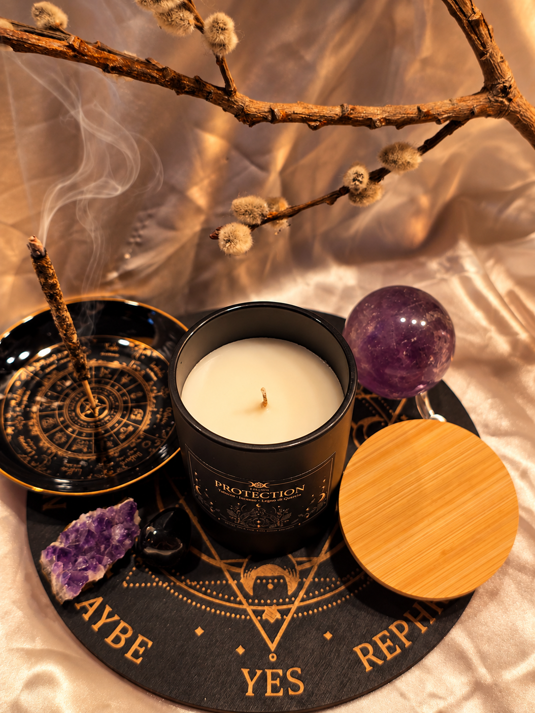 Protection – Candela Rituale di Protezione Energetica | Tabacco, Incenso e Quercia