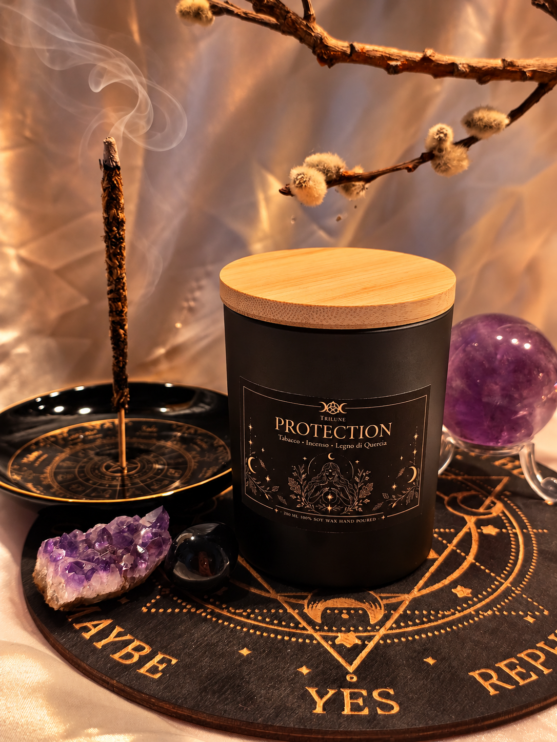 Protection – Candela Rituale di Protezione Energetica | Tabacco, Incenso e Quercia