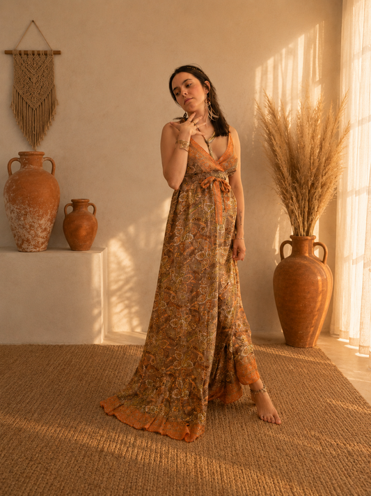 ELYSIA LONG – Abito lungo in seta indiana