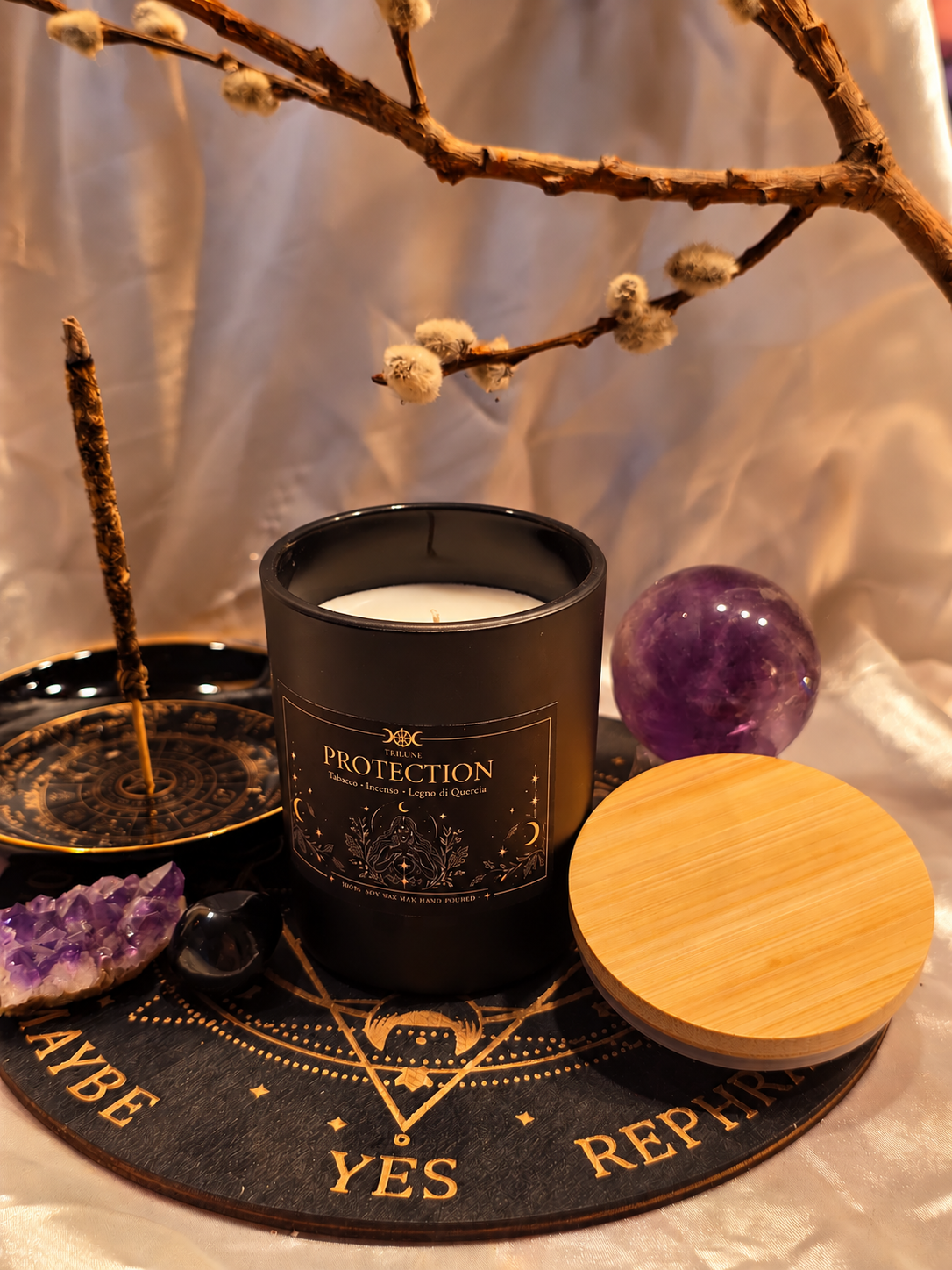 Protection – Candela Rituale di Protezione Energetica | Tabacco, Incenso e Quercia
