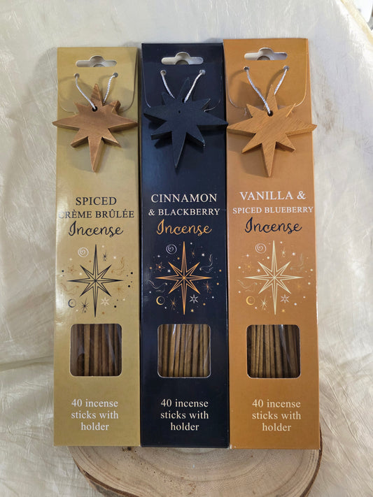 Incensi "Starry Night" con stellina porta incenso in legno