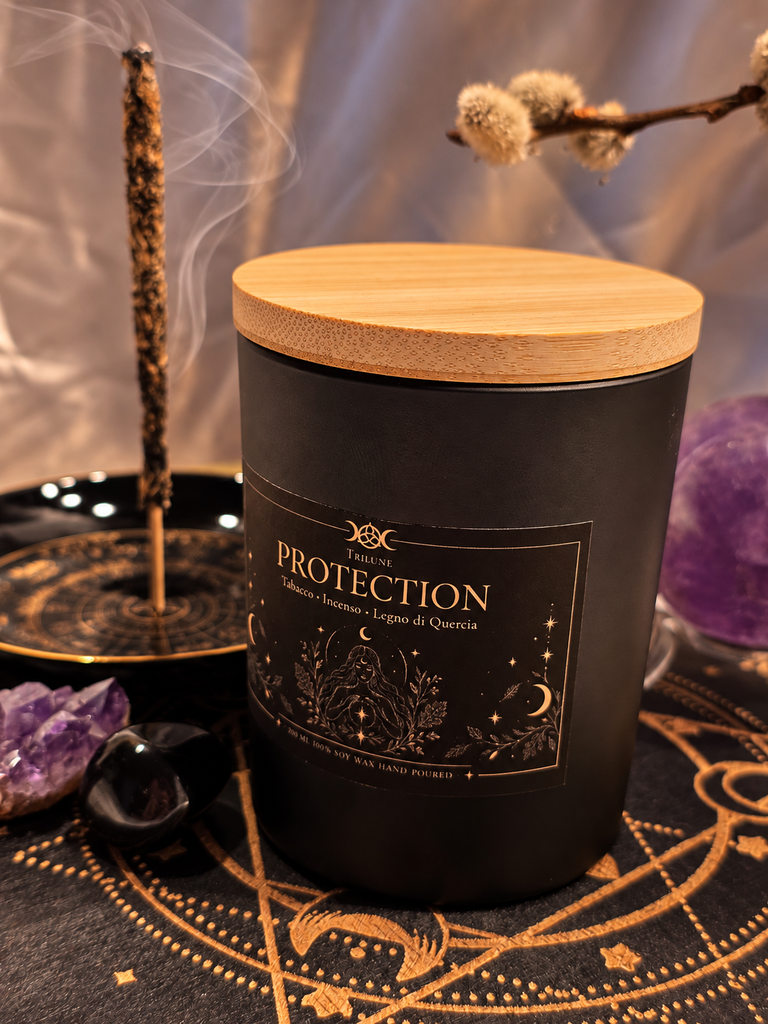 Protection – Candela Rituale di Protezione Energetica | Tabacco, Incenso e Quercia