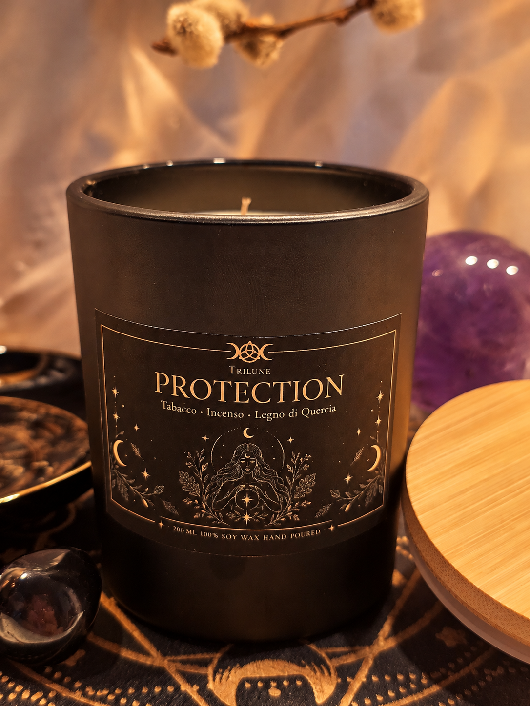 Protection – Candela Rituale di Protezione Energetica | Tabacco, Incenso e Quercia