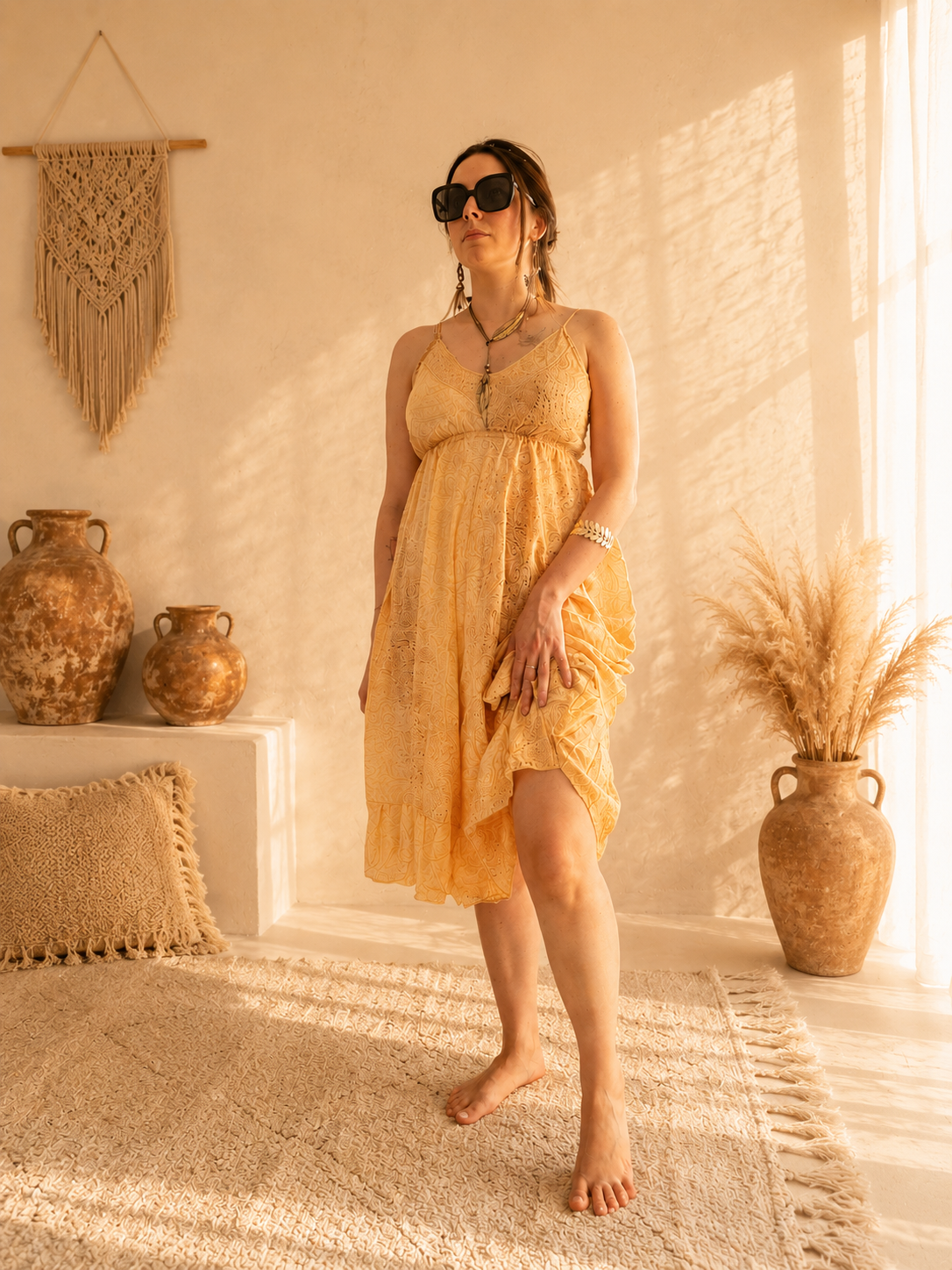 Elysia Short – Abito Boho in Seta Indiana